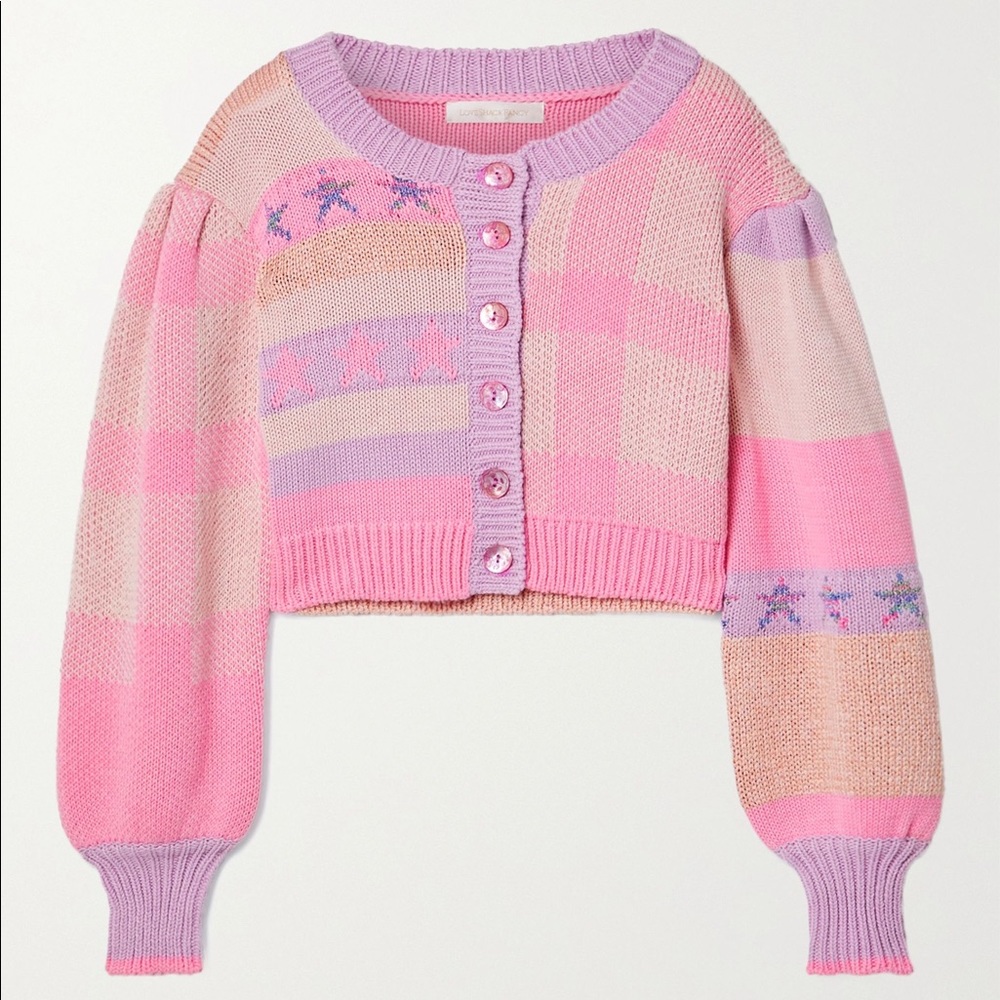 LOVESHACKFANCY BEDFORD CROPPED CARDIGAN